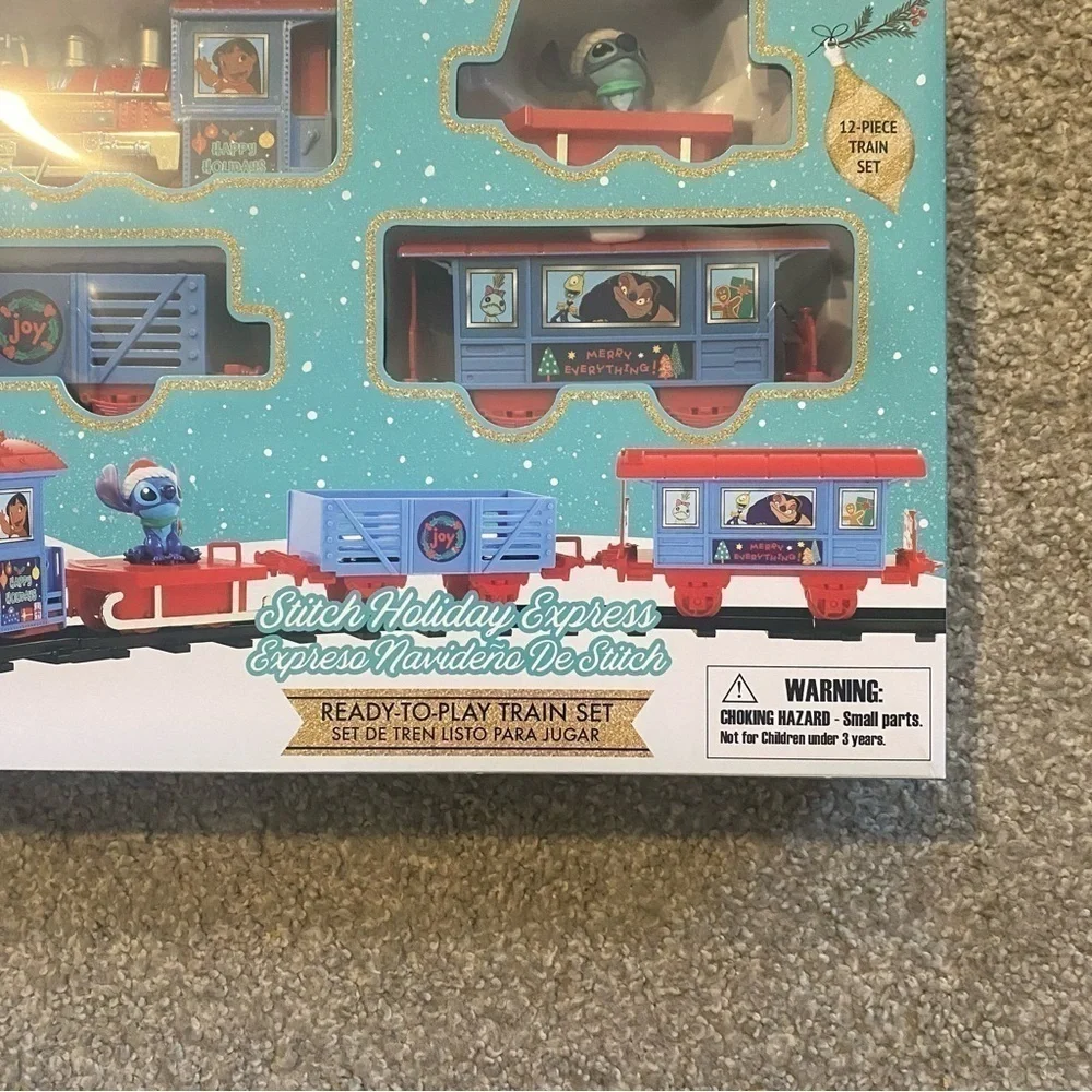 Disney Stitch Christmas Train NEW Holiday Decor Blue Santa